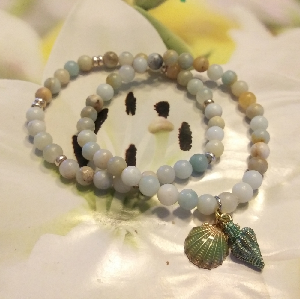 See Photos: 8" Set of Stretch Gemstone Bracelets